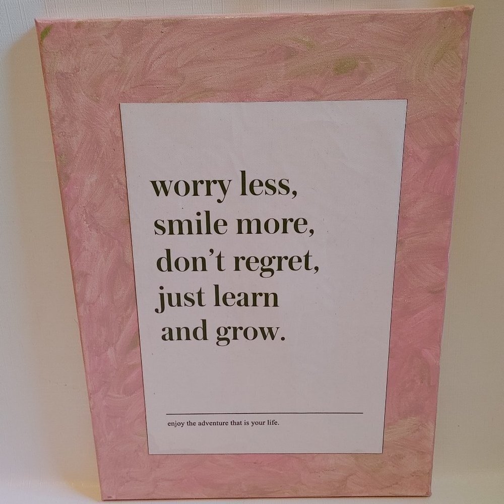 MOTIVATIONAL Wall Hanging Art Worry Less Smile More Don't Regret Just Le…